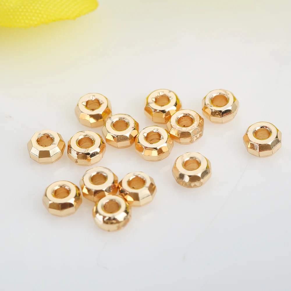 14k Gold Bag Dispersion Bead Smooth Cut Corner Transfer Diy Jewelry Accessories Bracelet Necklace Semi Finished Production