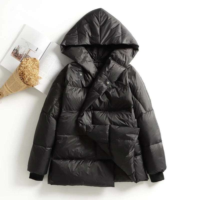 Women\'s Winter Down Jacket 2022 New Oversized Hooded Puffer Coat Female Bat Sleeve Plus size Casual Loose Thick Warm Overcoat