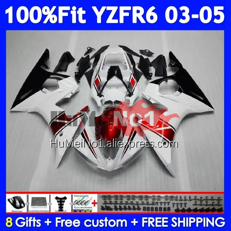 

OEM Body For For YAMAHA YZF-R6 YZF R6 R 6 YZF 600 CC 356No.18 YZF600 YZFR6 03 04 05 YZF-600 2003 2004 2005 Fairing Red white