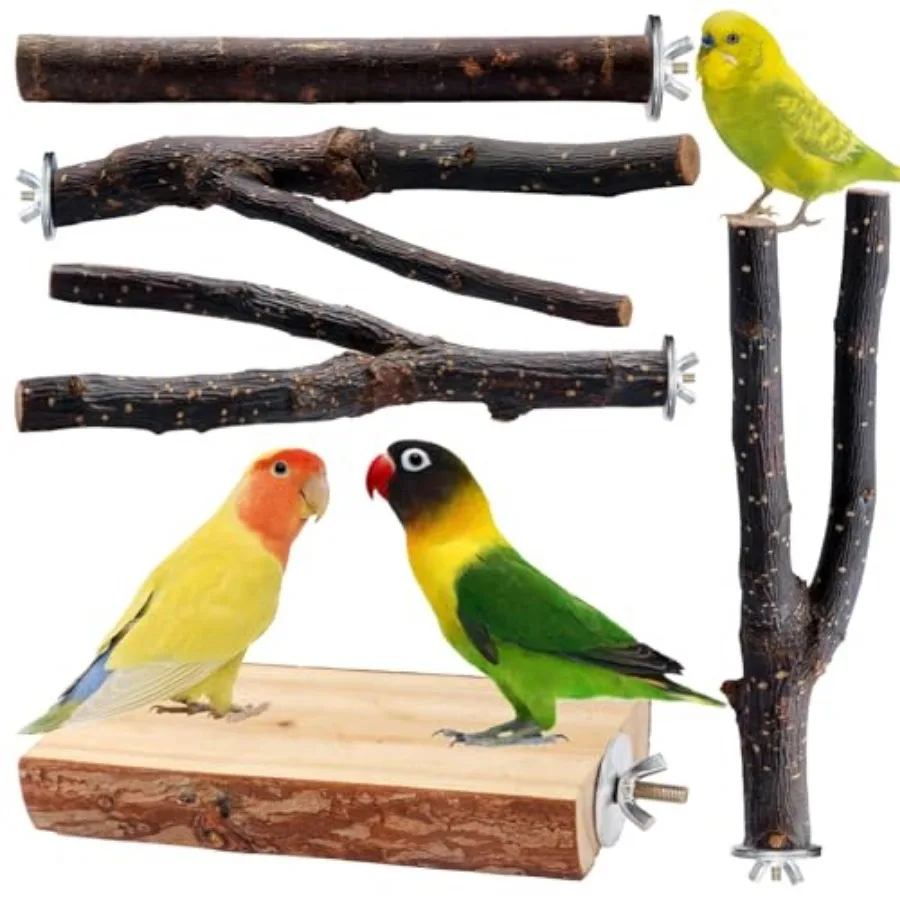 

Bird Toys Parakeet Perch Budgie Perch Wood Stand Fork Toys Multi-Branch Perch Platform Toy for Small ConuresCockatiel Parrotlet