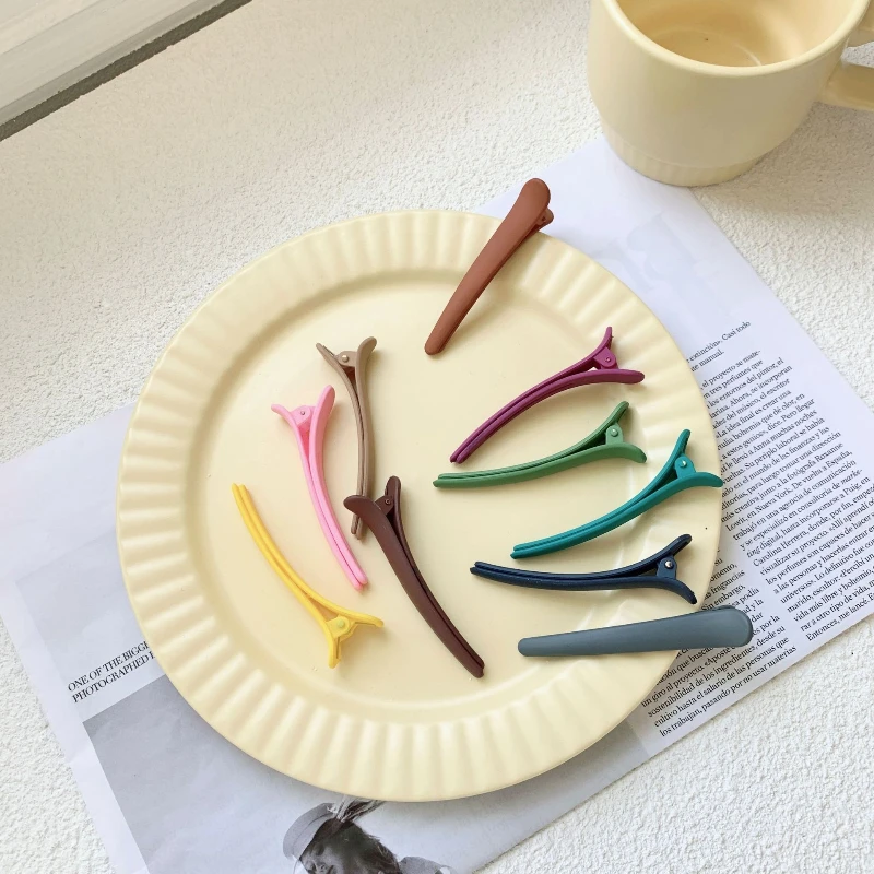10 pz/set Duckbill Clip Colori Della Caramella Parrucchiere FAI DA TE Forcelle di Plastica Cura Dei Capelli Morsetti Per Capelli Strumenti Per Lo Styling Salone Professionale