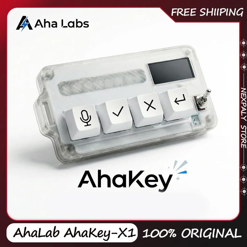 AhaLab AhaKey-X1 Keyboard Claude-cursor External Vibecoding Keyboard 0.96inch LCD Screen Voice Input Keyboard for AI Programming