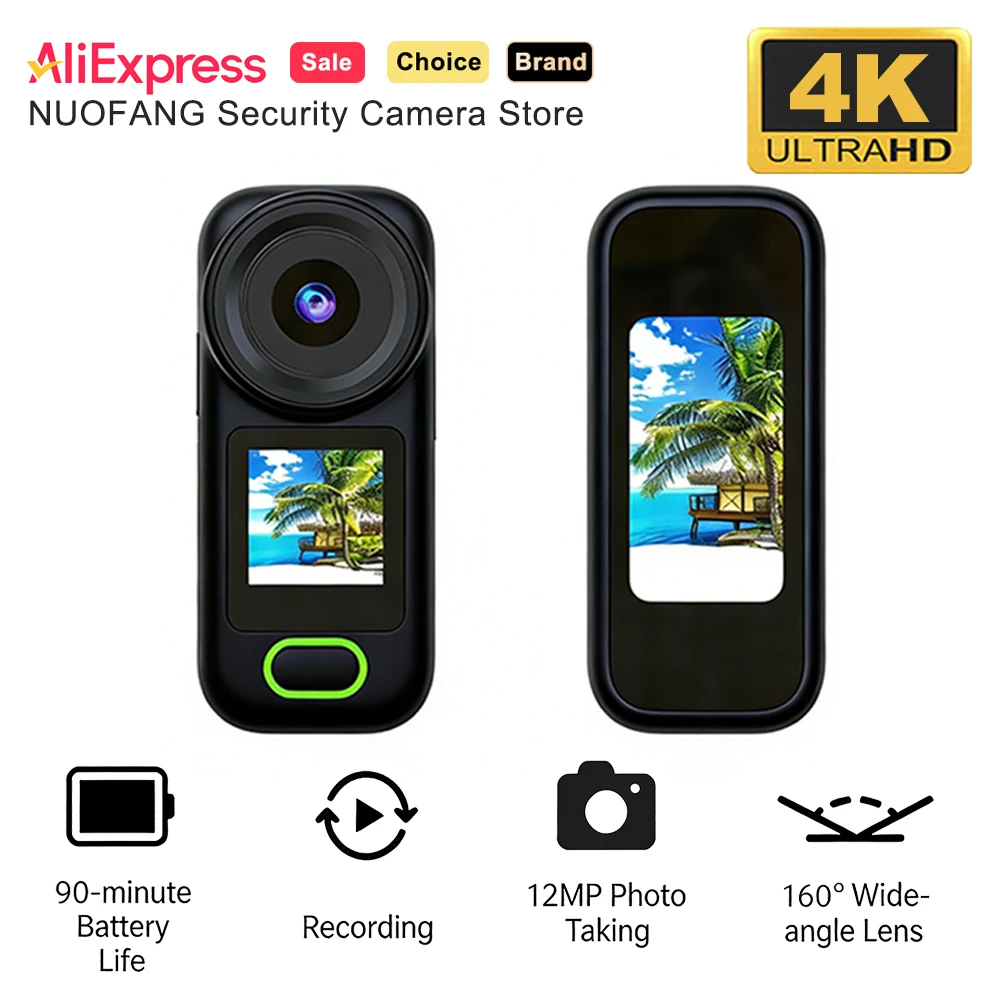 

4K UHD Mini Sports Magnetic Thumb Action Camera with Wireless Mic, Ultra Portable DV Vlog Recorder for Motorcycle Helmet