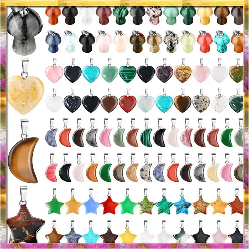 ABSU Bulk Gemstone Pendant Stone Pendants Mixed Pendants For DIY Jewelry Necklace Making