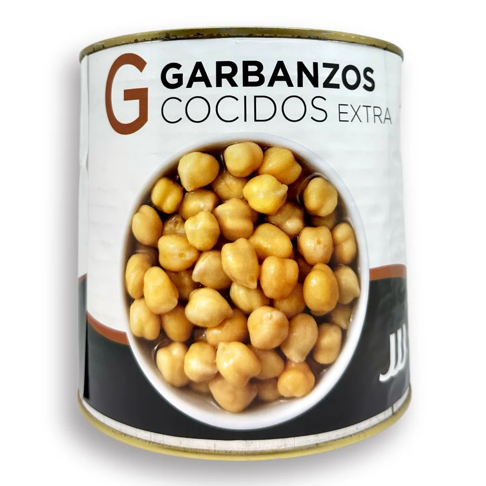 Garbanzos cocidos extra JJJ lata de 2.5 kgs