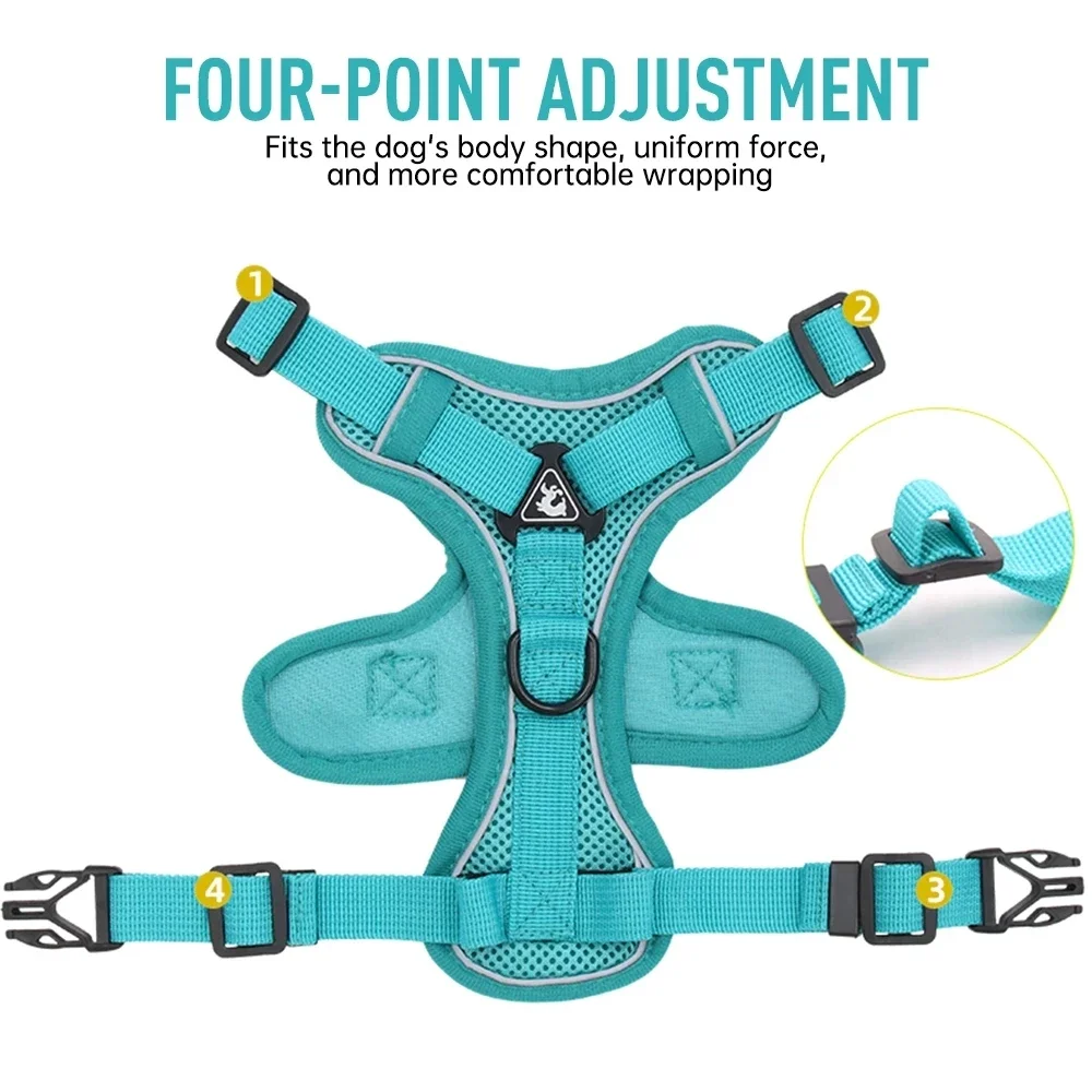 Pet Reflective Nylon Dog Harness No Pull Adjustable Medium Large Naughty Dog Vest Safety Vehicular Lead Walking Running