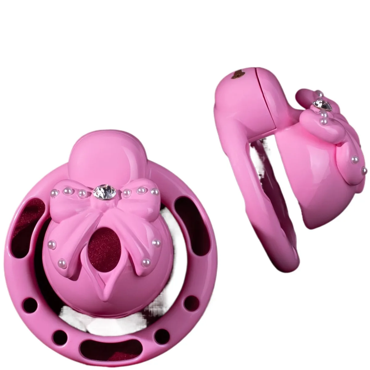 Cute Pink Bow-Shaped Resin Chastity Lock for Men, Enlarged Urethral Opening, Suitable for Beginners, Chastity Lock for Restraint