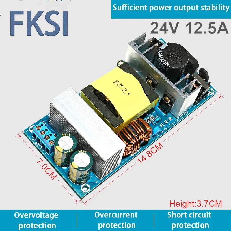 AC-DC5V 12V 24V Switching Power Supply Module Bare Board85-265V to 12V17 24V12.5A Switch Overcurrent Short Circuit Protection