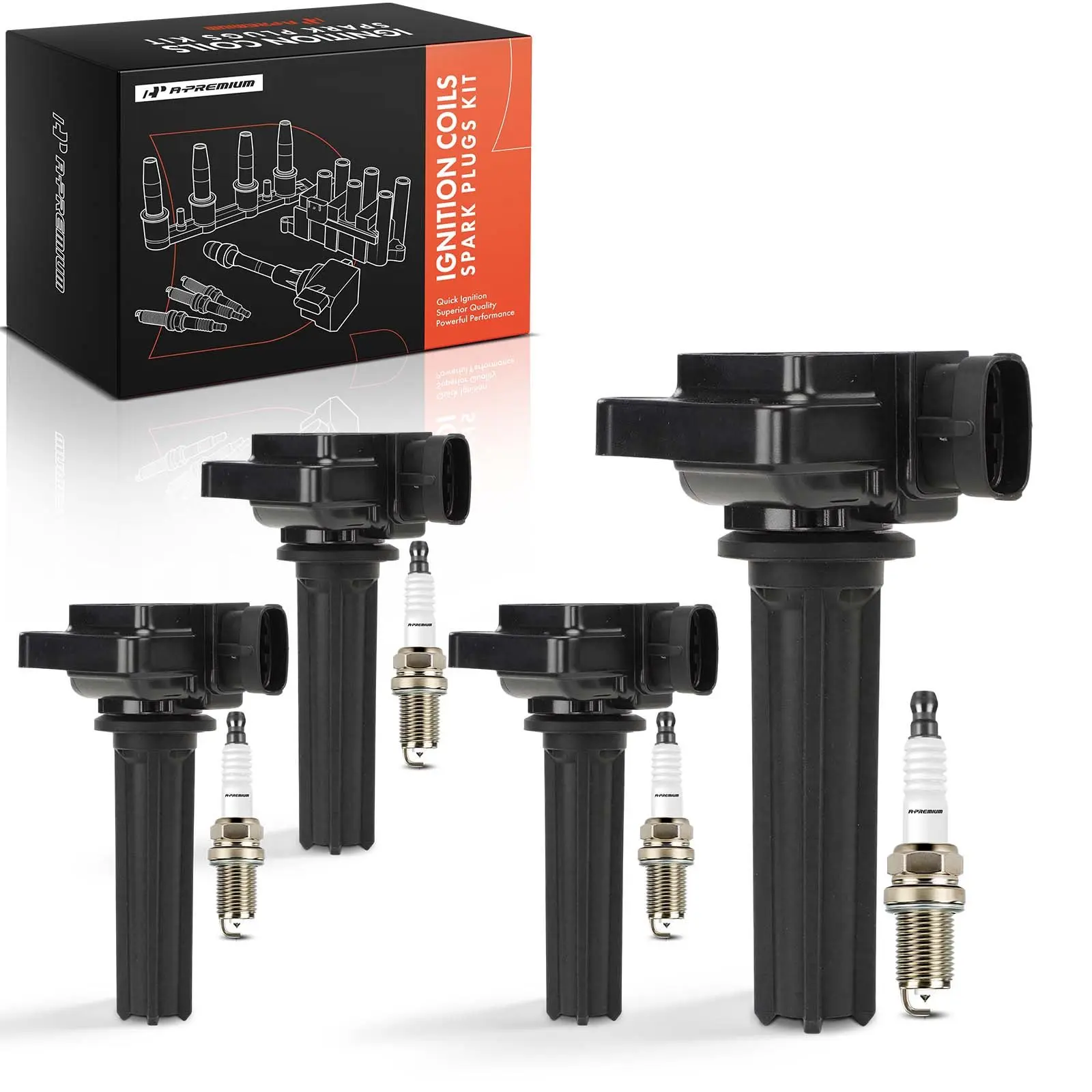 A-Premium 4x Ignition Coils & 4x Iridium Spark Plug Kit for Saab 9-3 2004-2011 9-3X L4 2.0L