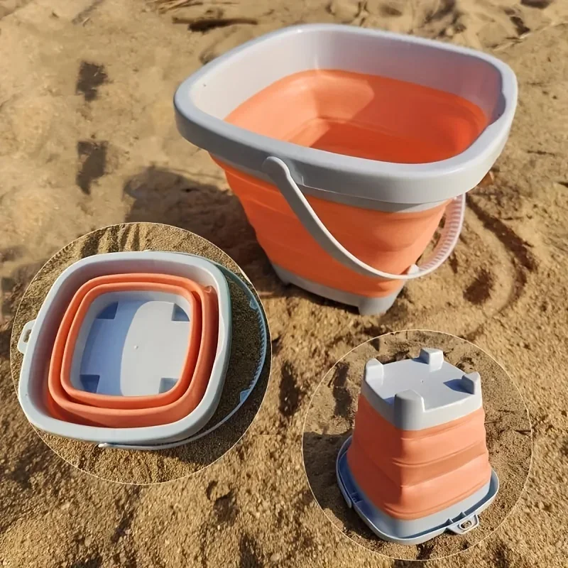 Conjunto de brinquedos de praia para crianças, brinquedos sandbox, balde dobrável, pá e ancinho, moldes de areia para crianças, verão ao ar livre