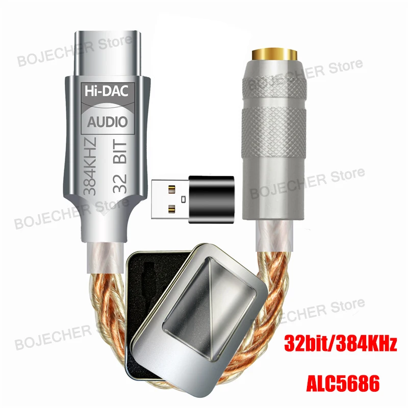 USB Type C to 3.5mm Earphone Adapter ALC5686 CX31993 HiFi DAC USB C To 3.5mm Jack Headphone Audio AUX Cable For Xiaomi Huawei