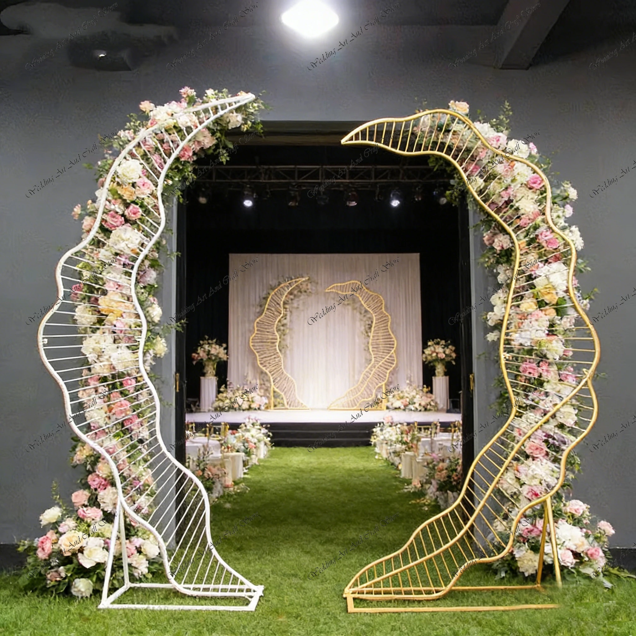 1Pair f30 290cm Wedding Props Background Decoration Wrought Iron Wedding Arch Flower Stand Round Iron Backdrop Stand ivy888