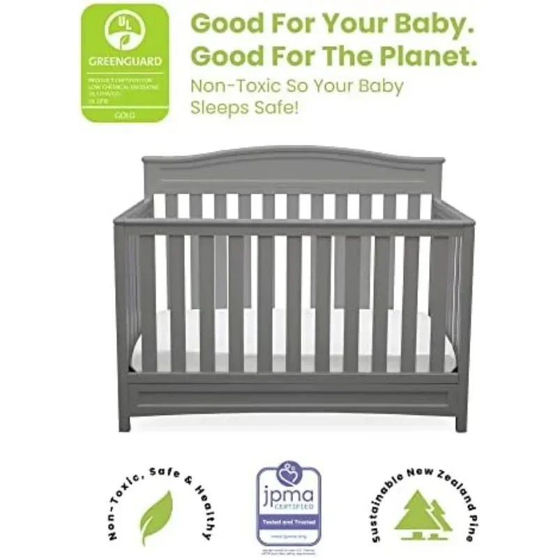 Culla convertibile 4 in 1 per bambini Emery - Certificato Greenguard Gold, cioccolato fondente