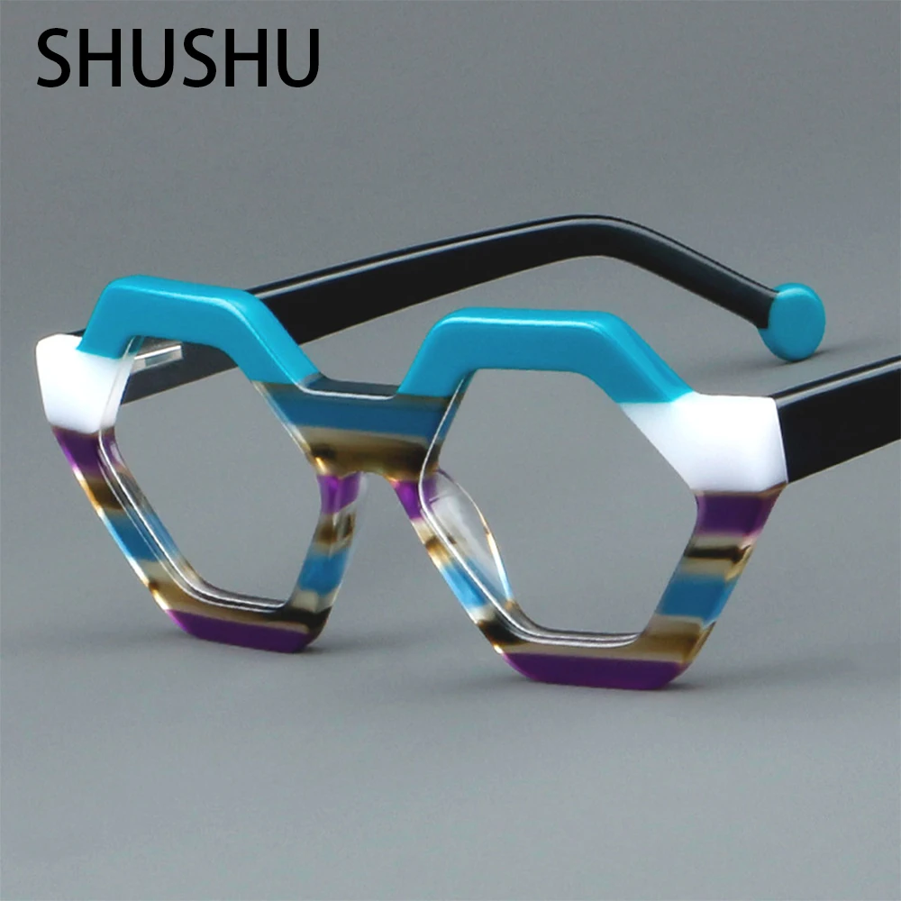 Retro Polygonal Panel Flat Mirror Fashion Men's Women's Literature Glasses Frame Light Luxury Brand Multi-color Optical Mirror