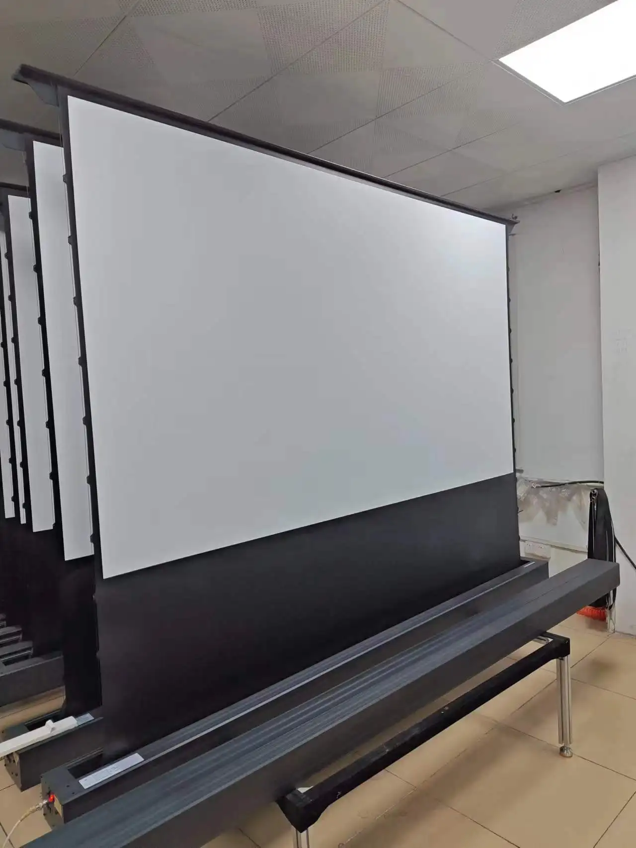 OEM Factory Price PVC White 75-150"inch Electronic Motorized Floor Rising Projector Screen