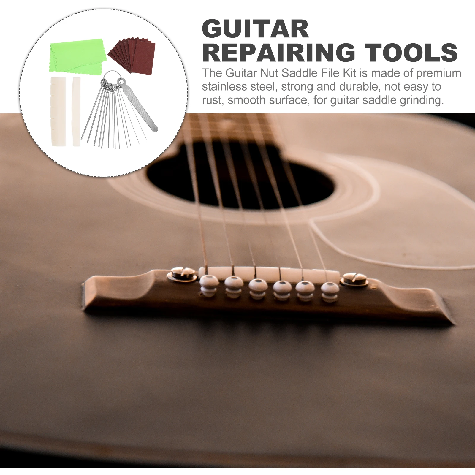

Guitar Cleaning Tools Repair and Set Care Maintenance Kit Accessories Nut Files