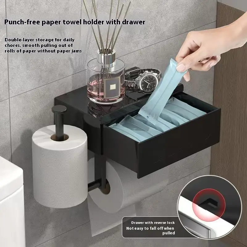 

Настенный держатель для туалетной бумаги, верхняя полка для хранения рулонной бумаги для хранения мелочей с полкой, органайзер для салфеток в ванной комнате, полки