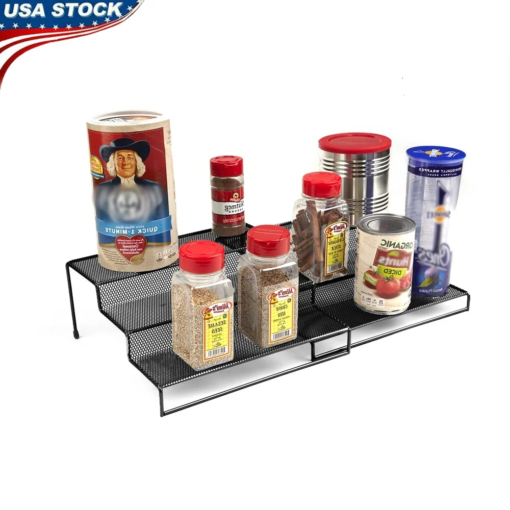 

3 Tier Metal Mesh Kitchen Storage Organizer 2 Pcs Countertop Organizer Condiments Essentials Office Supplies Makeup Storage