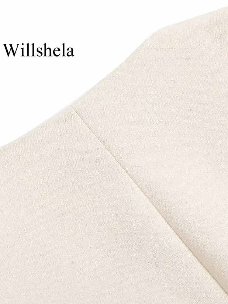 Willshela Women Fashion With Pockets Single Breasted Sleeveless Jacket Vintage V-Neck Vest Female Office Lady Waistcoats