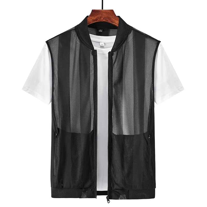 Lightweight Men's Mesh Hollow Waistcoat Summer Breathable Outdoor Sleeveless Sports Coats High-Quality Design Leisure Vest Men