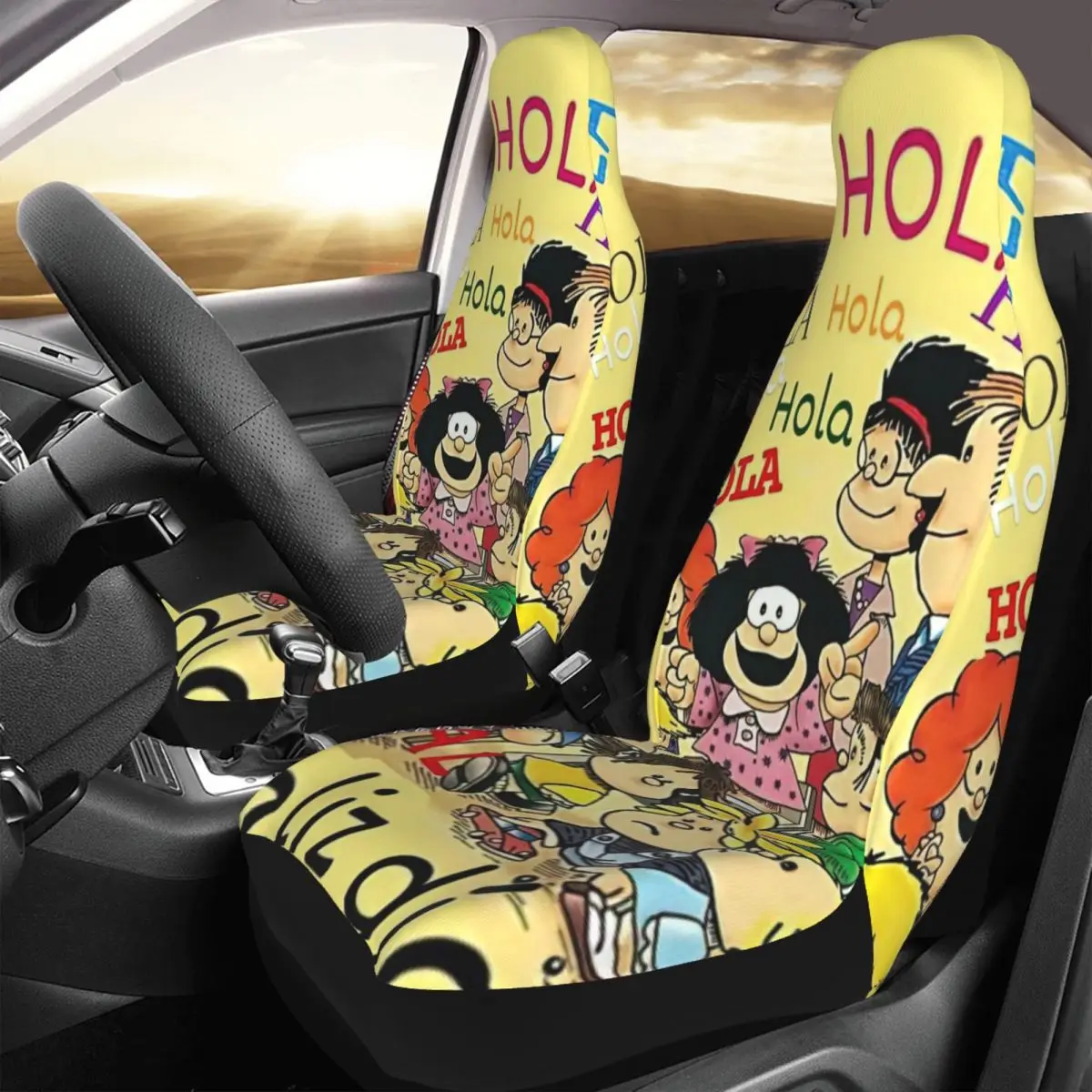 

Mafalda Car Seat Cover Custom Printing Universal Front Protector Accessories Cushion Set