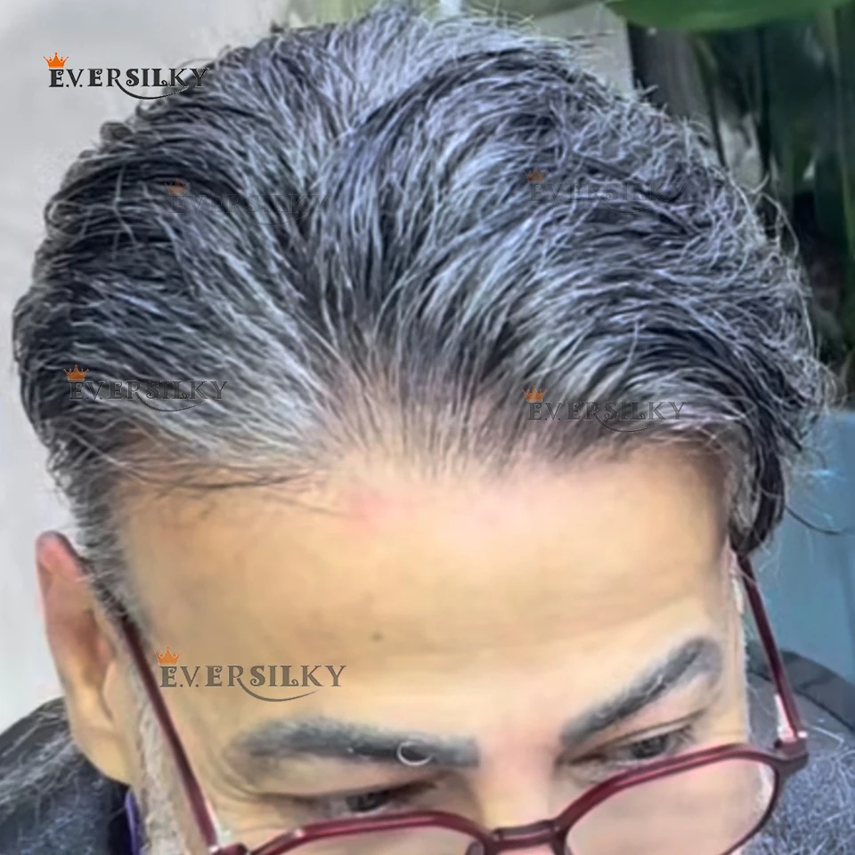

Натуральный 0,02 мм, ультратонкая невидимая линия волос, плотность 80%, светло-русый, серебристо-серый 1B40 1b50 1b80, волосы Vloop, мужской парик, парики