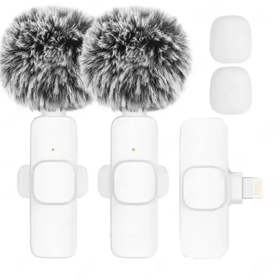 Portable Lavalier Wireless Microphone Audio Video Recording Mini Mic For iPhone Android Live Broadcast Gaming Phone With Receive