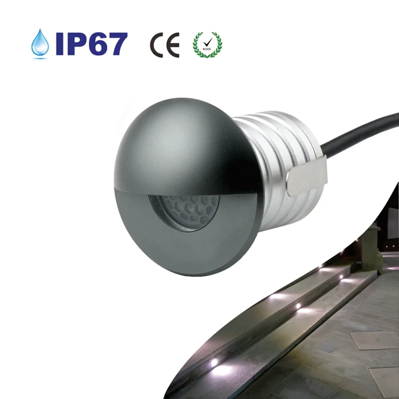 4PCS ครึ่งวงกลม Step Light IP67กันน้ำ3W Anti-Glare Underground Spotlight กลางแจ้งบันไดทางเท้าโคมไฟฝัง Hole d34mm