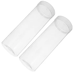 2 Pcs Plastic Pen Holder Pencil Case Nice Small Writing Bottle Transparent Lid Boxes Storage Empty Tube Cases