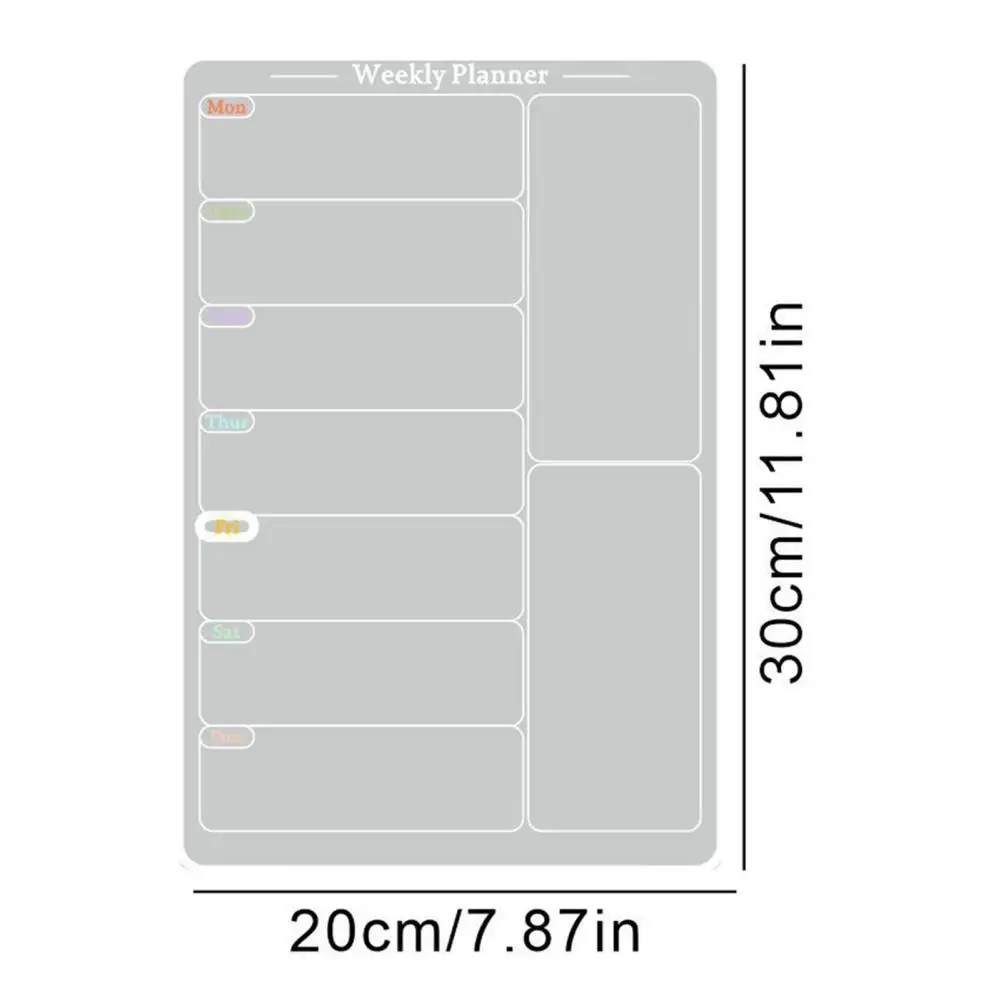 30*20cm Acrylic Weekly Planning Board Meal Planner Scratch-proof Fridge Magnetic Menu Board Clear Weekly Calendar Whiteboard