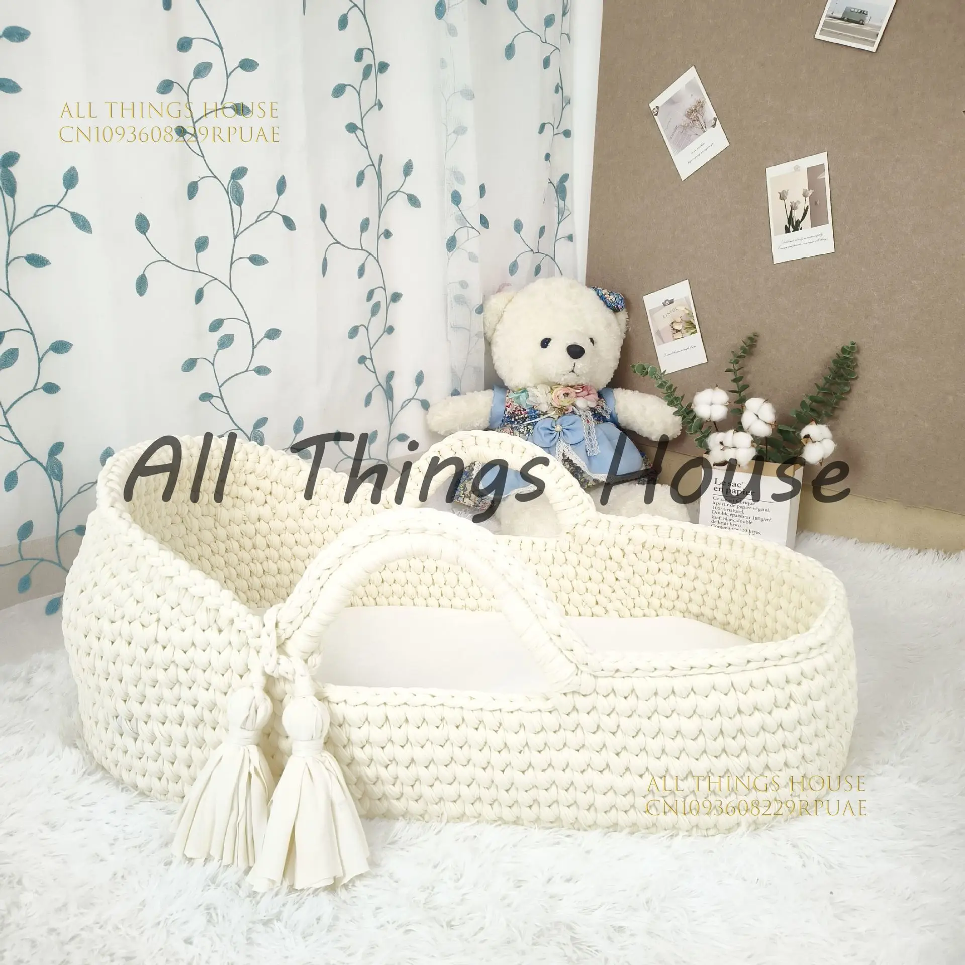 

Portable frame, cotton rope for weaving baby bed fabric strips, weaving newborn carry basket