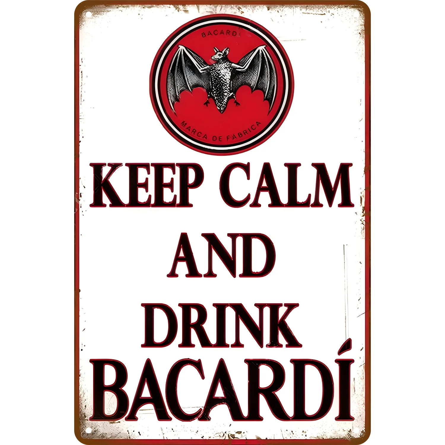 Letrero Metálico Retro de Hierro para Decoración de Habitaciones, con la Frase 'Keep Calm and Drink Bacardi', Decoración de Pared Estilo Vintage para Bares y Cafeterías, Decoración para Cocina y Hogar