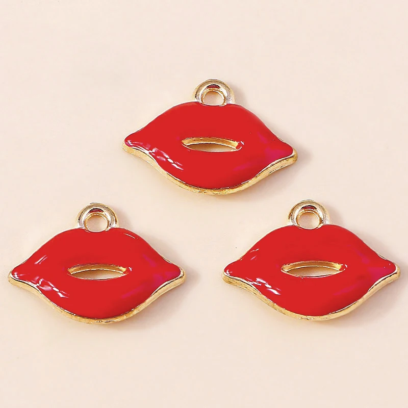 Leslie 10 Stück Mädchen süße Nagellack Lippen rote Lippenstifte Charms für Frauen Ohrringe Armband Halskette Schlüsselanhänger Schmuck Makiing DIY – Detail 9