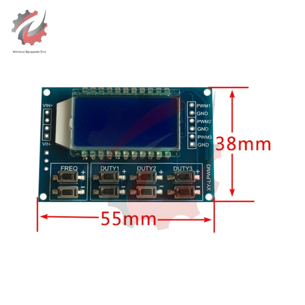 1Hz-150Khz 3 Canali Generatore di Segnale PWM Board Modulo Regolabile di Frequenza di Impulso Ciclo di Duty Cycle Display LCD 3.3V-30V