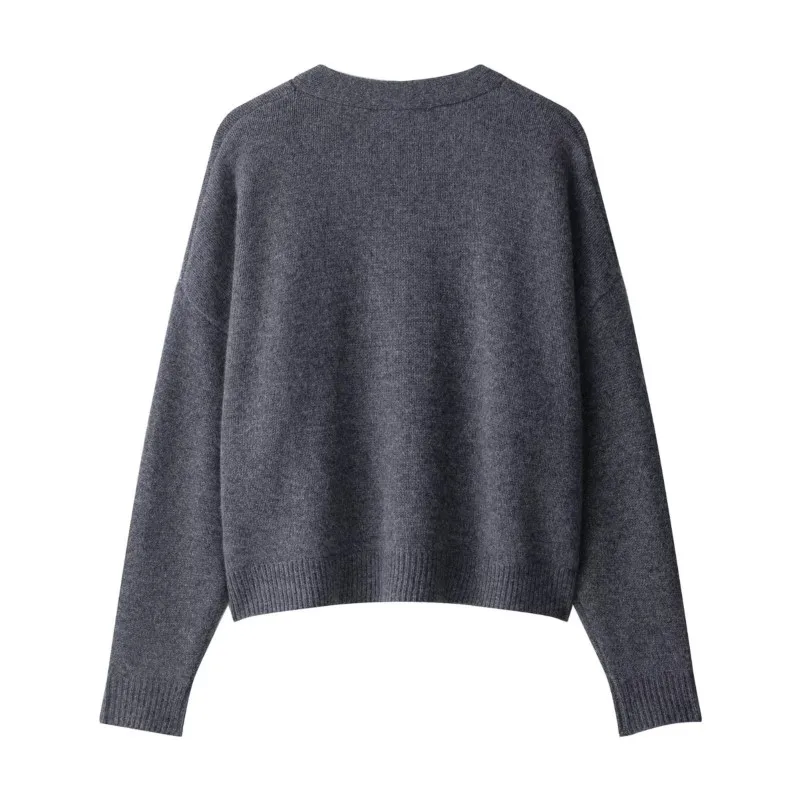 HipSeam, chaqueta de lana para mujer con botón dorado, tejido con cuello en V, manga larga, bolsillo, abrigos para mujer, chaquetas femeninas simples elásticas informales