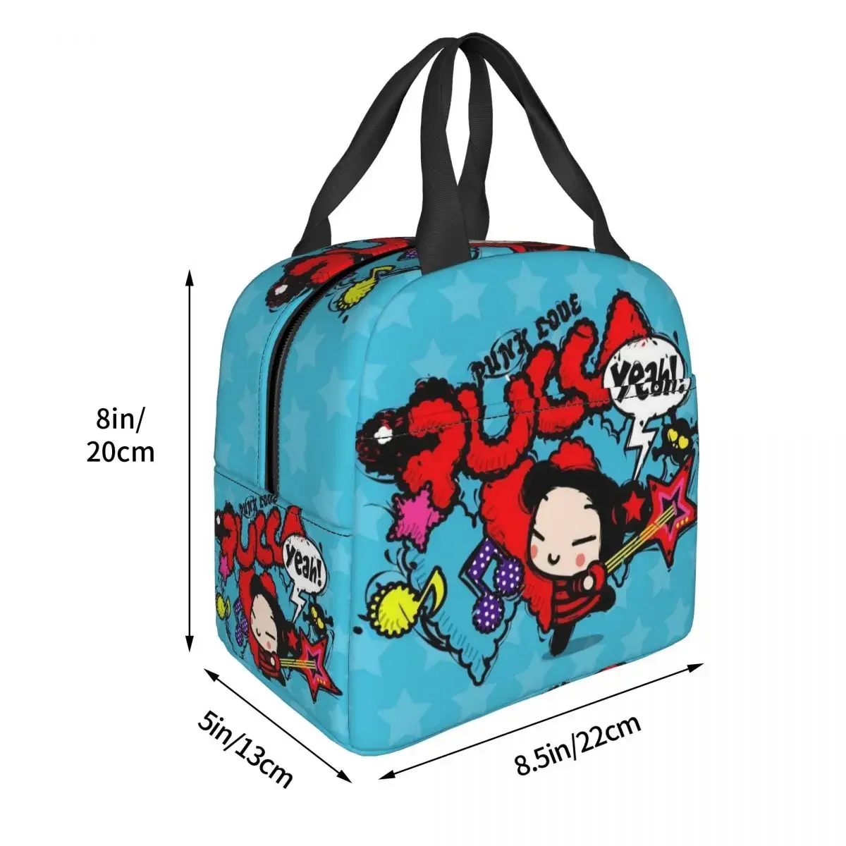 Cartoon Anime Pucca Insulated Lunch Bag for Women Resuable Thermal Cooler Food Lunch Box School Work Picnic Tote Bags