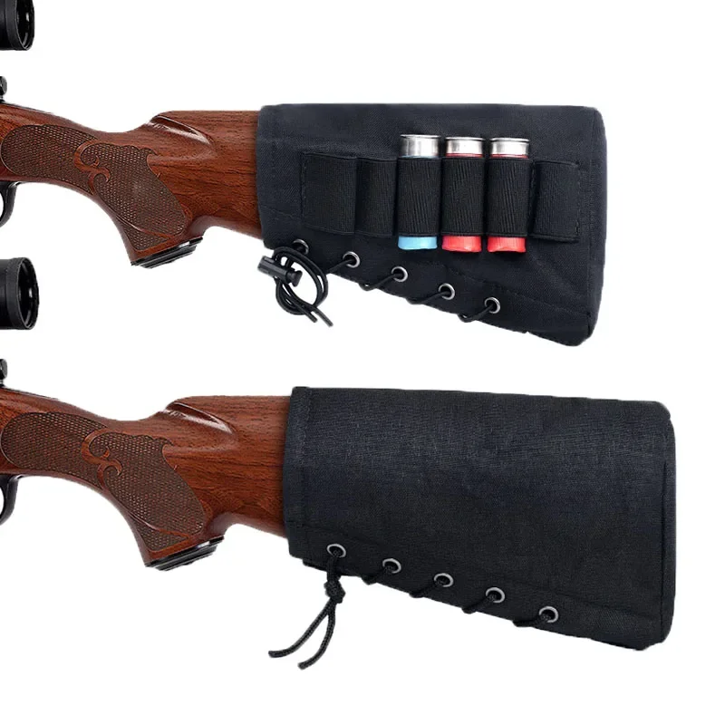 6 Rounds Cartridge Rifle Ammo Holder 12 20 Buttstock Bag Shell Bandolier Rifle Cheek Rest Holder Military Hunting Accessories