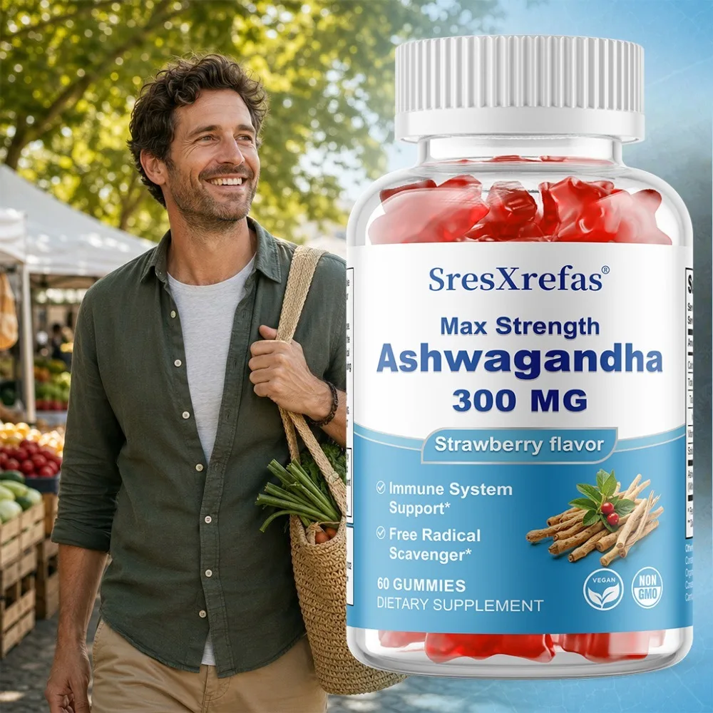 

Ashwagandha Gummies for Women & Men, Tress and Anxiety Relief, Mood Balance, Relaxation and Calmness, Immune System Health
