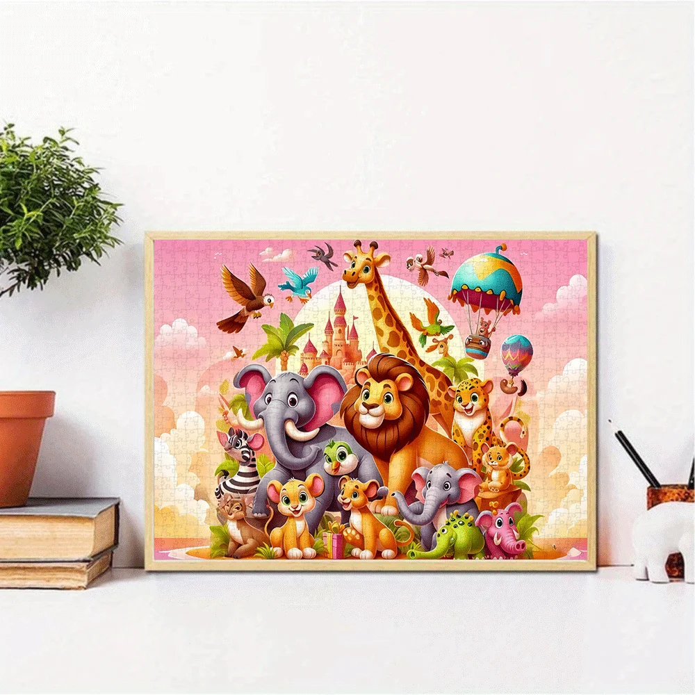 1000 pièces Animal Safari Puzzle-grand, jouet éducatif Lion et amis vibrants pour adultes, jeu interactif familial, bricolage H