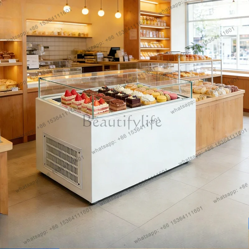 YJ Commercial Open Island Refrigerated Display Cabinet For Sandwich Cake Pastry Sushi Fresh Storage