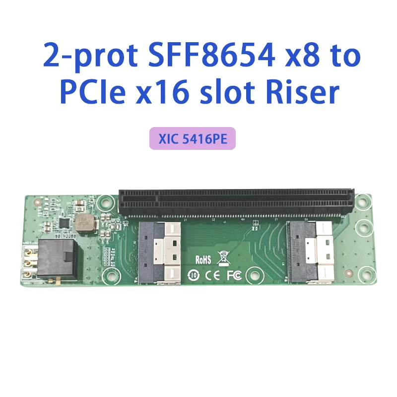 ShinReal-スロットライザーx8からpcie4.0 x16、xic 5416pe、2ポート