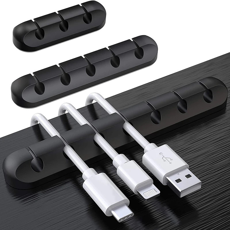 

Cable Organizer Clips Cord Holder Self Adhesive Cable Management for USB Cord and Wire, Home and Office Black Cable Protector