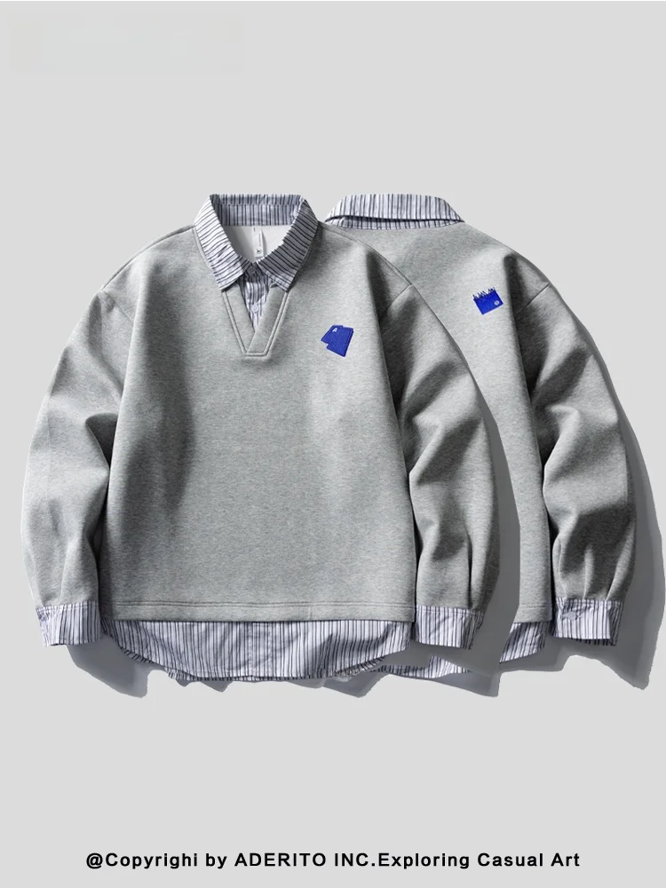 

Корейская толстовка NANA Air Layer с отложным воротником для пар, мужская и женская, свободного кроя, с длинными рукавами, дышащая, приятная к коже.