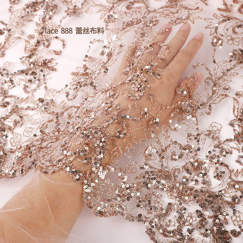 High-end new gold-sprinkled mesh fabric for dresses and stage skirts, 1.5 meters wide, available in green, red, and champagne