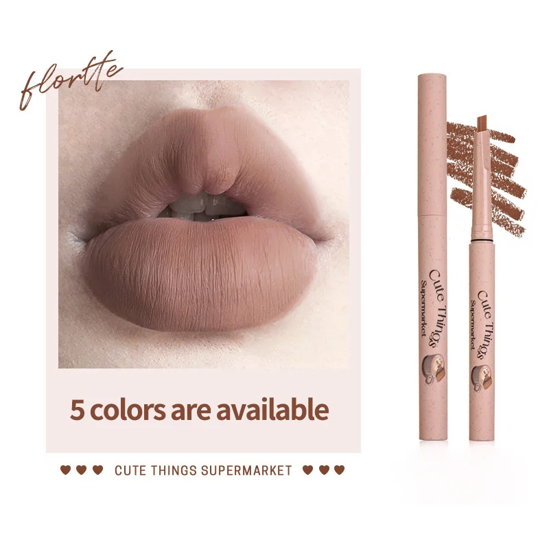 Lip Liner Outline ลิปสติกปากกาดินสอกันน้ํา Lasting Soft Fog Lipliner Outlines รูปร่างริมฝีปาก Not Take Off แต่งหน้า Nude สีชมพู
