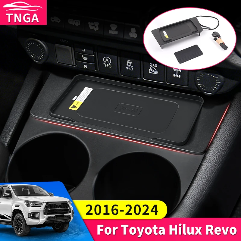 

For 2016-2024 Toyota Hilux Revo Central Control Mobile Phone Wireless Charger Module Charging Modification Parts Auto-sensing
