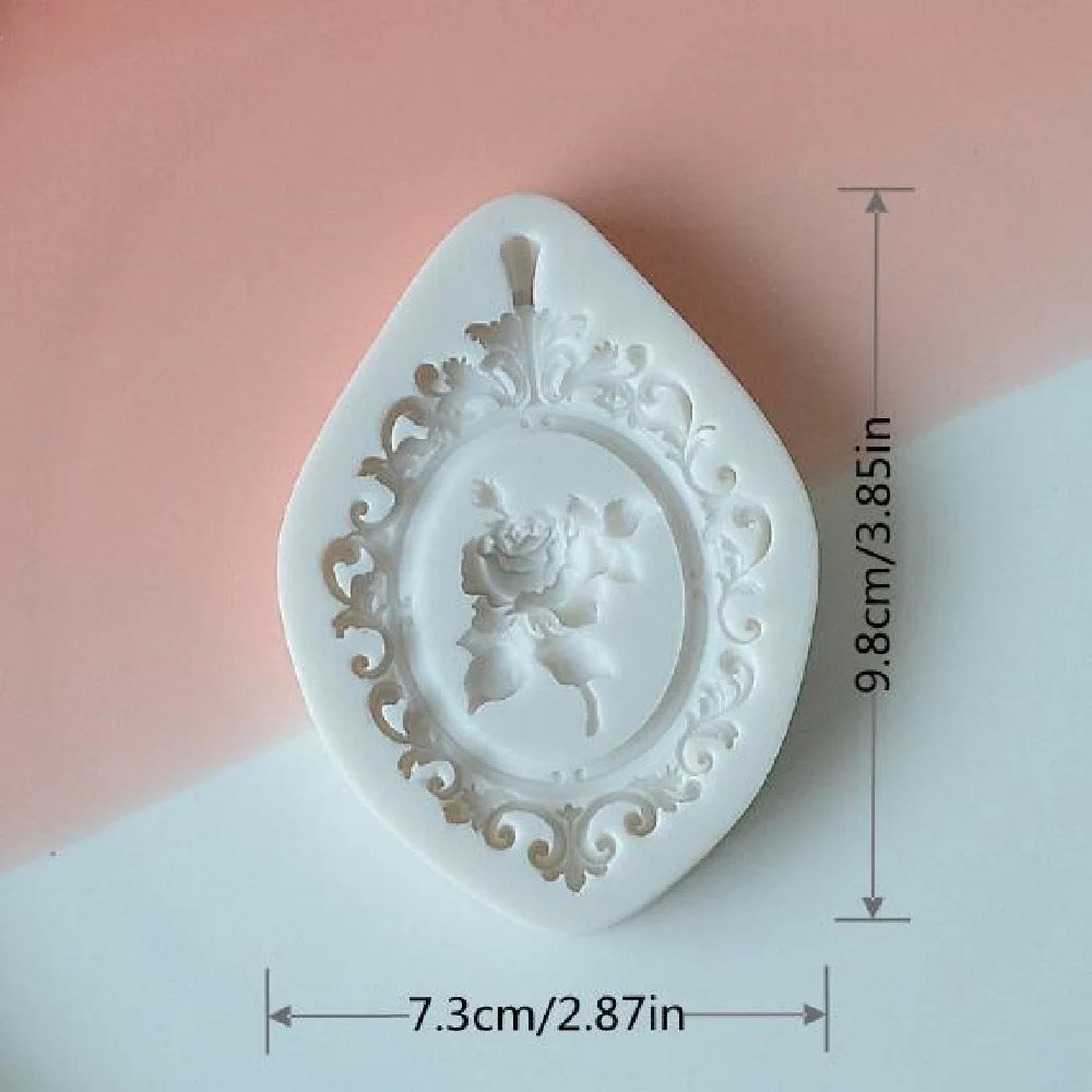 2 Chocolate Fondant Mold Lace Flower Scroll Picture Frame Silicone Candy Cake Frame Decoration Baroque Style Mold Baking Mold