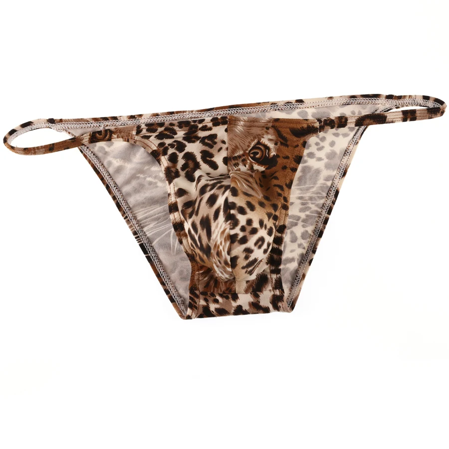 Fashion Leopard Print Men Underwear Silk Breathable Sexy Men's Briefs Panties Male Underpants Low Waist Gays Men Briefs