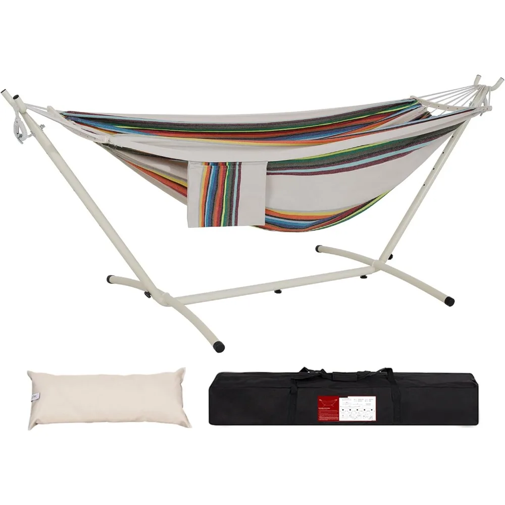 

Гамаки LazyDaze Двойной гамак с подставкой — сверхпрочный уличный гамак для 2 человек для взрослых, в комплект входит прочная стальная подставка, порт