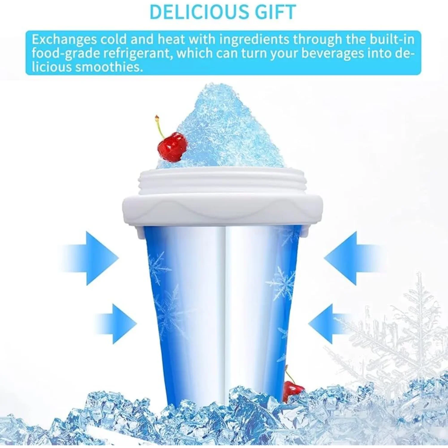 Slushy Maker Cup, Quick  Magic Smoothie Cup for Ice Cream Make your Day Cool, Portable Squeeze Ice Cup, Slushie Cup with Spoon a